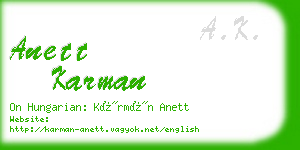 anett karman business card